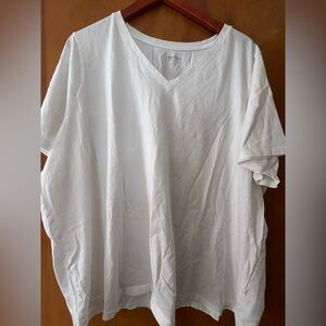 Lands' End White V-Neck Relaxed Fit Women’s Tee